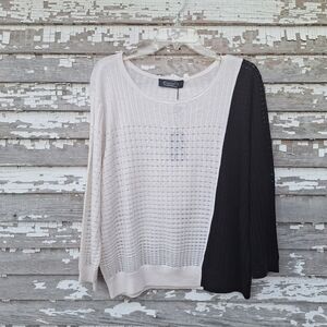 Magaschoni colorblock open weave silk Cashmere sweater size large NWT